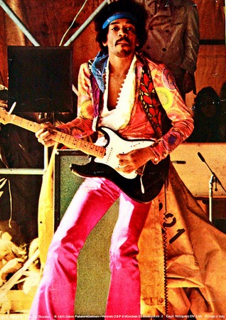 Jimi Hendrix nel suo ultimo concerto, il 4 settembre 1970.